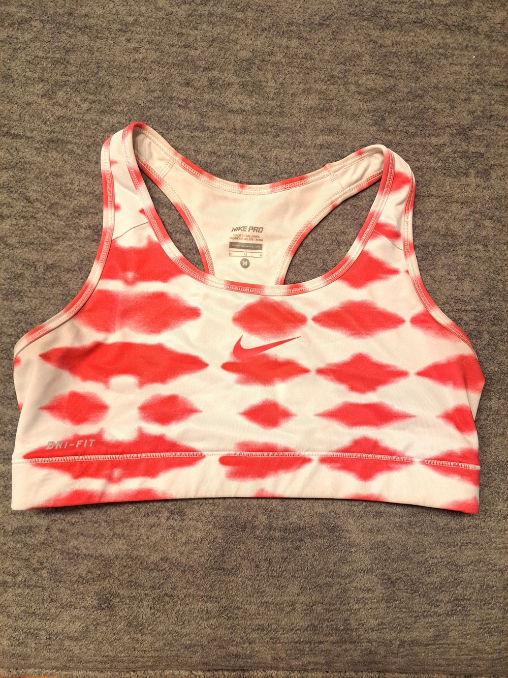 Nike Pro Coral-Pink Tie-Dye Racerback Sports Bra